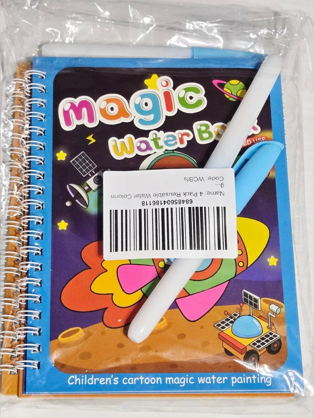 Reusable Magic Water Coloring Books w/ 4 Water Pens Kids Travel Activity Set